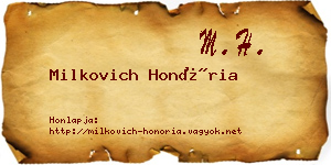 Milkovich Honória névjegykártya
